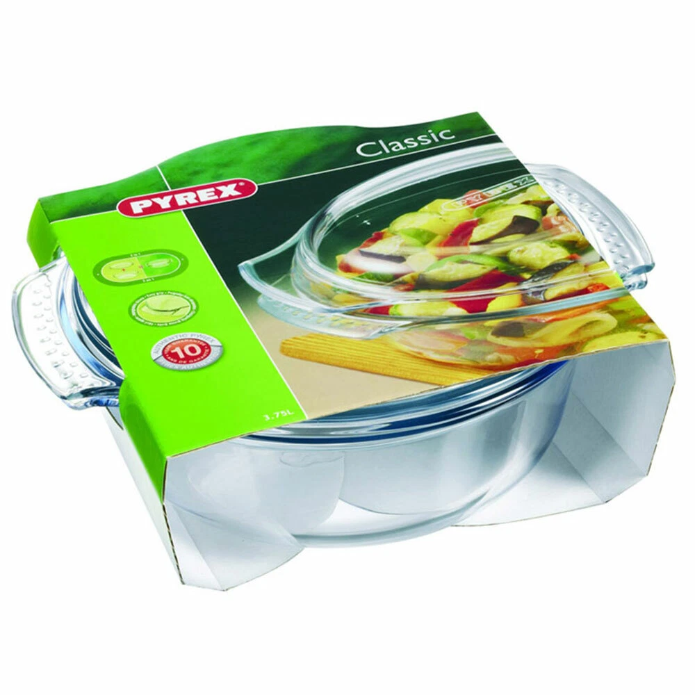 Glazen Braadpan Ovenschaal Rond 5 Liter met Deksel | Oven Magnetron Vriezer Vaatwasser geschikt | 25 cm