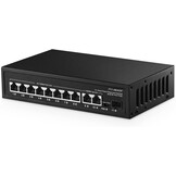 Binardat 11-Port PoE+ Switch - 8x 10/100Mbps, 2x Gigabit Uplink, 1x Gigabit SFP - Zwart