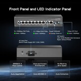 Binardat 11-Port PoE+ Switch - 8x 10/100Mbps, 2x Gigabit Uplink, 1x Gigabit SFP - Zwart