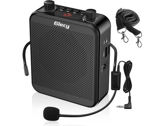 Draagbare spraakversterker met microfoon, hoofdtelefoon, 30 W, oplaadbare batterij, 2800 mAh, krachtig geluidssysteem voor leraren, gidsen, trainers, presentatoren