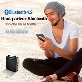 Draagbare spraakversterker met microfoon, hoofdtelefoon, 30 W, oplaadbare batterij, 2800 mAh, krachtig geluidssysteem voor leraren, gidsen, trainers, presentatoren