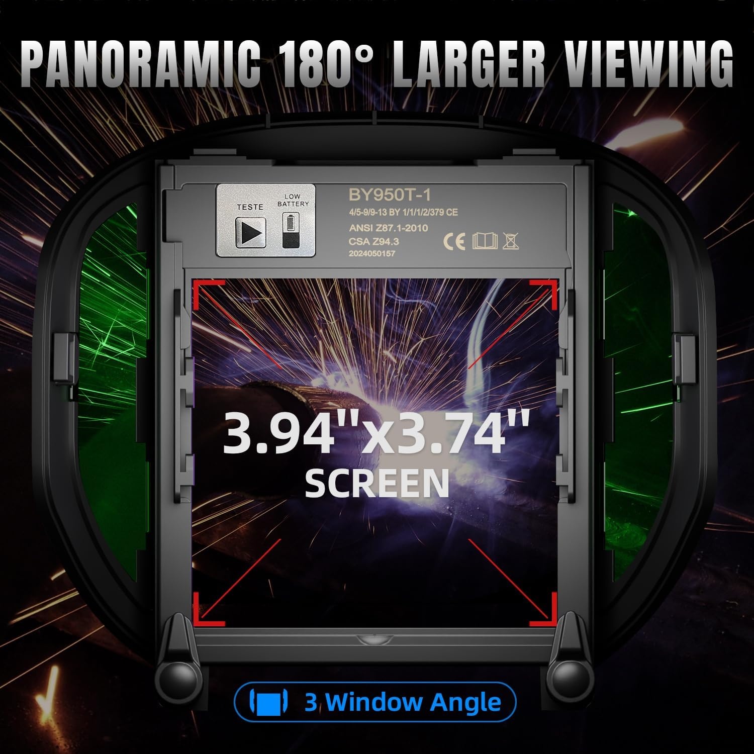 ANDELI lashelm met panoramisch 180° zicht en True Color, 4 boogsensoren, Type-C opladen