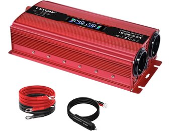 LVYUAN Spanningsomvormer 24V naar 230V 1500W-3000W Rood 24VM1500WLCD-R