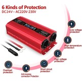 LVYUAN Spanningsomvormer 24V naar 230V 1500W-3000W Rood 24VM1500WLCD-R