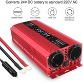 LVYUAN Spanningsomvormer 24V naar 230V 1500W-3000W Rood 24VM1500WLCD-R