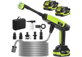 Mobiele Hogedrukreiniger 21V - 70 bar Piek - Auto, Tuin & Terras - Groen (34% Korting)