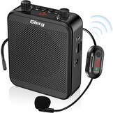 Draagbare Spraakversterker Draadloos UHF Microfoon met 2800mAh Batterij, TF/USB-speler, FM-radio & Recorder voor Docenten, Tours, Evenementen (M-Black) - Maat M-Black
