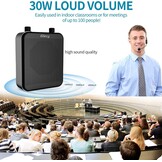 Draagbare Spraakversterker Draadloos UHF Microfoon met 2800mAh Batterij, TF/USB-speler, FM-radio & Recorder voor Docenten, Tours, Evenementen (M-Black) - Maat M-Black