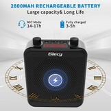 Draagbare Spraakversterker Draadloos UHF Microfoon met 2800mAh Batterij, TF/USB-speler, FM-radio & Recorder voor Docenten, Tours, Evenementen (M-Black) - Maat M-Black