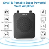 Draagbare Spraakversterker Draadloos UHF Microfoon met 2800mAh Batterij, TF/USB-speler, FM-radio & Recorder voor Docenten, Tours, Evenementen (M-Black) - Maat M-Black