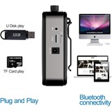 Draagbare Spraakversterker Draadloos UHF Microfoon met 2800mAh Batterij, TF/USB-speler, FM-radio & Recorder voor Docenten, Tours, Evenementen (M-Black) - Maat M-Black