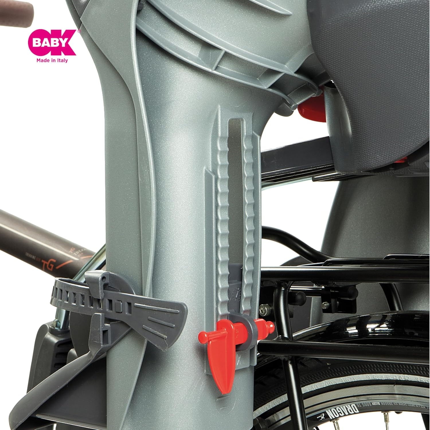 OKBABY 10+ - Verstelbaar fietsstoeltje achterop voor kinderen tot 22 kg - zwart en grijs