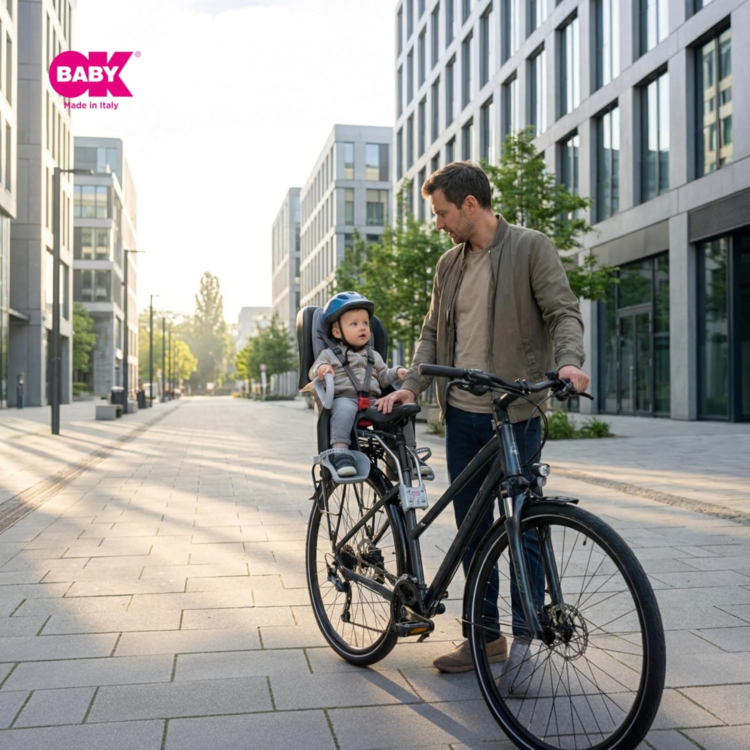 OKBABY 10+ - Verstelbaar fietsstoeltje achterop voor kinderen tot 22 kg - zwart en grijs