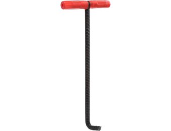 Operitacx Kanaaldeksellifter, 45 cm schachtdekselhaak, haak, hefgereedschap, schachtdekselhaak, ijzeren t-haak, trekhaak voor slagershop, zwart