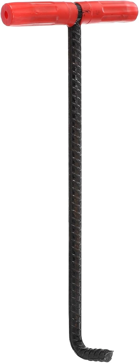 Operitacx Kanaaldeksellifter, 45 cm schachtdekselhaak, haak, hefgereedschap, schachtdekselhaak, ijzeren t-haak, trekhaak voor slagershop, zwart