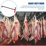 Operitacx Kanaaldeksellifter, 45 cm schachtdekselhaak, haak, hefgereedschap, schachtdekselhaak, ijzeren t-haak, trekhaak voor slagershop, zwart