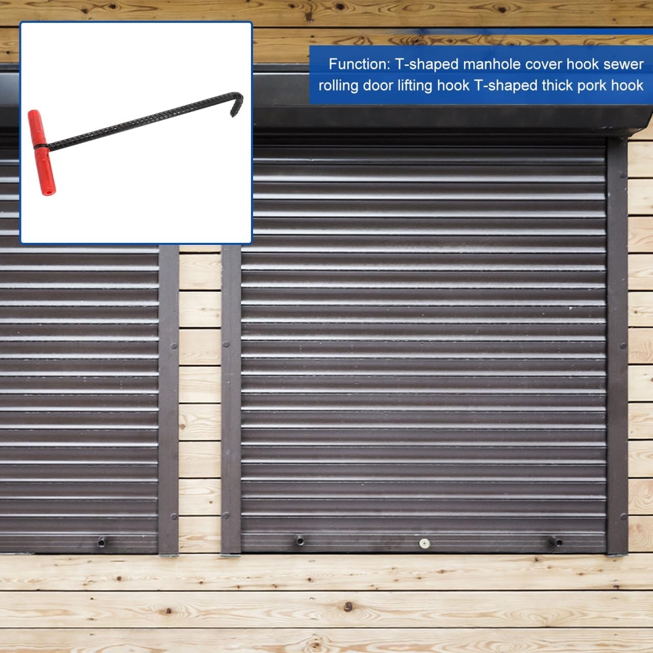 Operitacx Kanaaldeksellifter, 45 cm schachtdekselhaak, haak, hefgereedschap, schachtdekselhaak, ijzeren t-haak, trekhaak voor slagershop, zwart