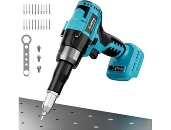 Ecarke Accu-klinknageltangset, compatibel met Makita accu 18V Li-Ion, borstelloze klinknagelpistool met 20 klinknagels in drie maten (3,2/4,0/4,8 mm) & ledlicht, ideaal voor autoreparaties en