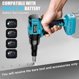 Ecarke Accu-klinknageltangset, compatibel met Makita accu 18V Li-Ion, borstelloze klinknagelpistool met 20 klinknagels in drie maten (3,2/4,0/4,8 mm) & ledlicht, ideaal voor autoreparaties en