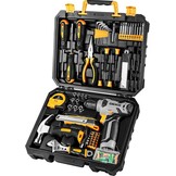 DEKO 126-delig elektrisch gereedschap combo-set met 8 V accuboor, 10 mm 3/8 inch keyless Chuck, professionele en huishoudelijke gereedschapsset, doe-het-zelf, voor tuin, kantoor, huisreparatie