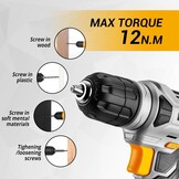 DEKO 126-delig elektrisch gereedschap combo-set met 8 V accuboor, 10 mm 3/8 inch keyless Chuck, professionele en huishoudelijke gereedschapsset, doe-het-zelf, voor tuin, kantoor, huisreparatie
