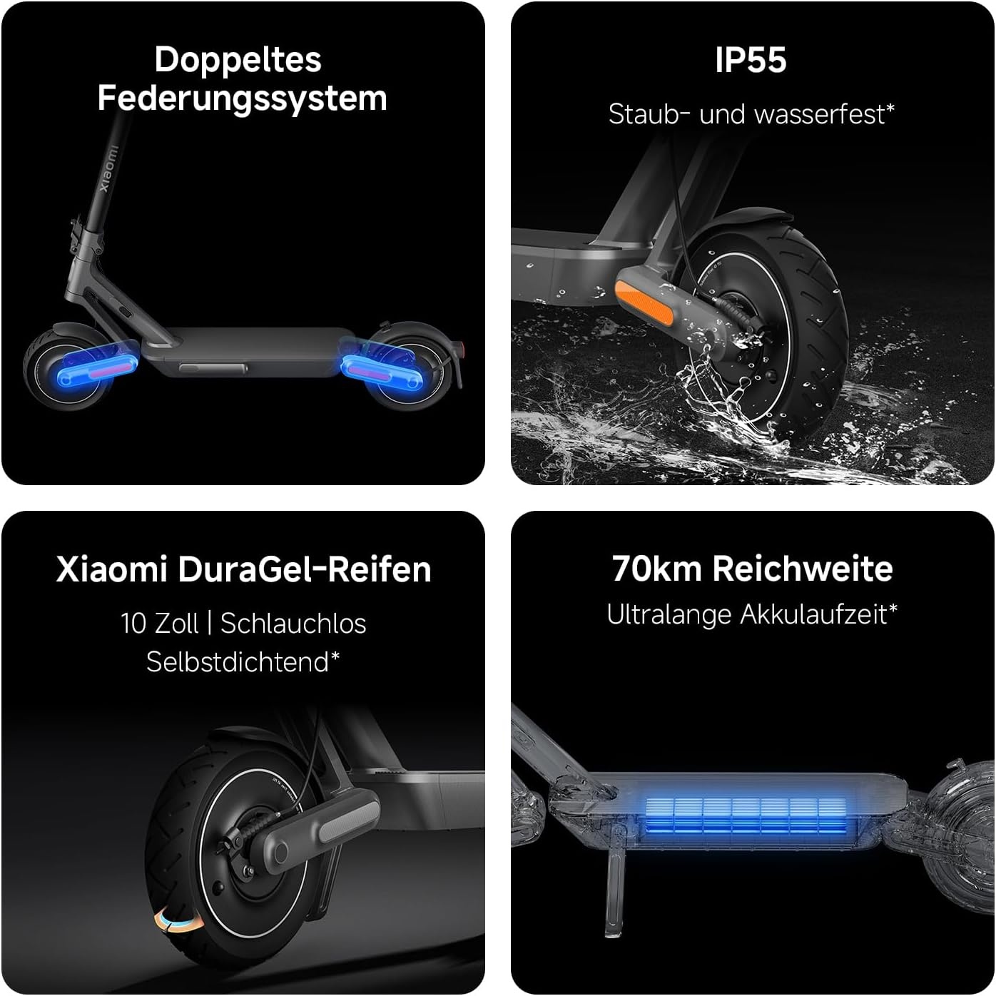 Xiaomi Electric Scooter 4 Ultra Zwarte Elektrische Step met 70 km Bereik en Dubbele Vering