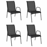 vidaXL Tuinstoelen 4 st staal en textileen zwart