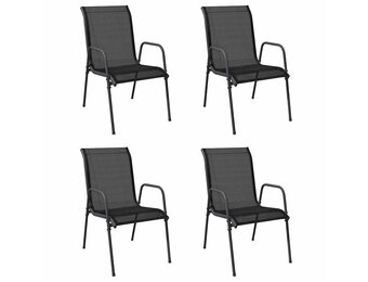vidaXL Tuinstoelen 4 st staal en textileen zwart