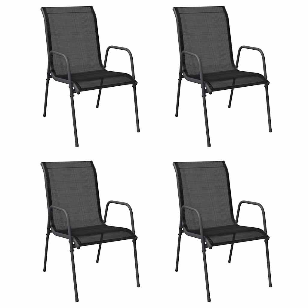 vidaXL Tuinstoelen 4 st staal en textileen zwart