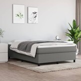 vidaXL Bedframe zonder matras stof donkergrijs 140x200 cm