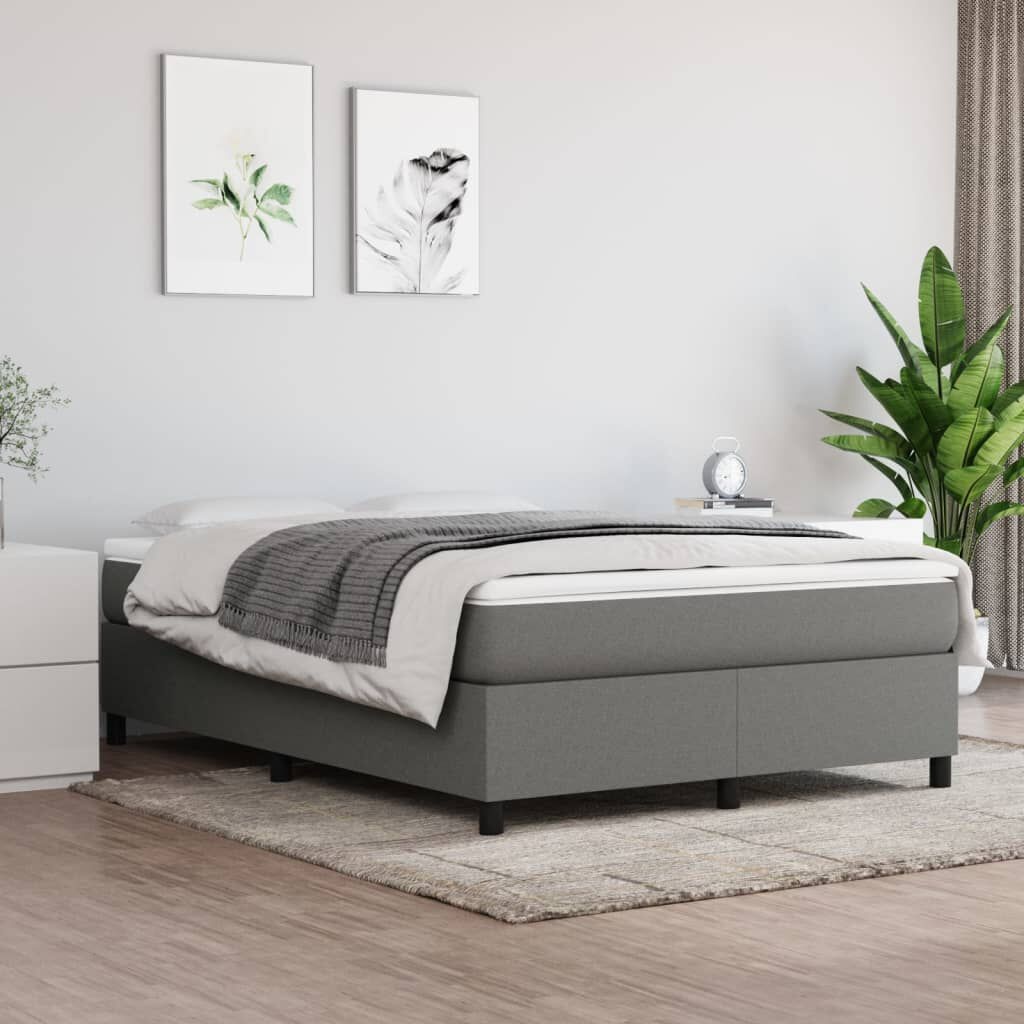 vidaXL Bedframe zonder matras stof donkergrijs 140x200 cm
