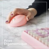Draadloze Toetsenbord & Muis Set Mini AZERTY Pastelroze | 2.4 GHz | Retro Design ronde toetsen