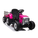 Elektrische tractor ride-on – Roze – Met aanhanger