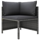 vidaXL Tuinbank 4-zits met kussens poly rattan grijs