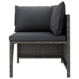 vidaXL Tuinbank 4-zits met kussens poly rattan grijs