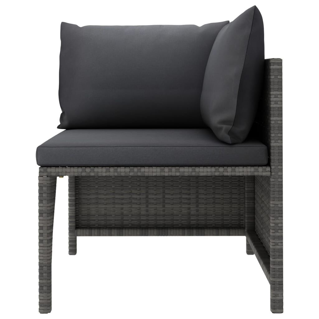vidaXL Tuinbank 4-zits met kussens poly rattan grijs