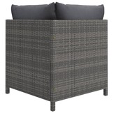 vidaXL Tuinbank 4-zits met kussens poly rattan grijs