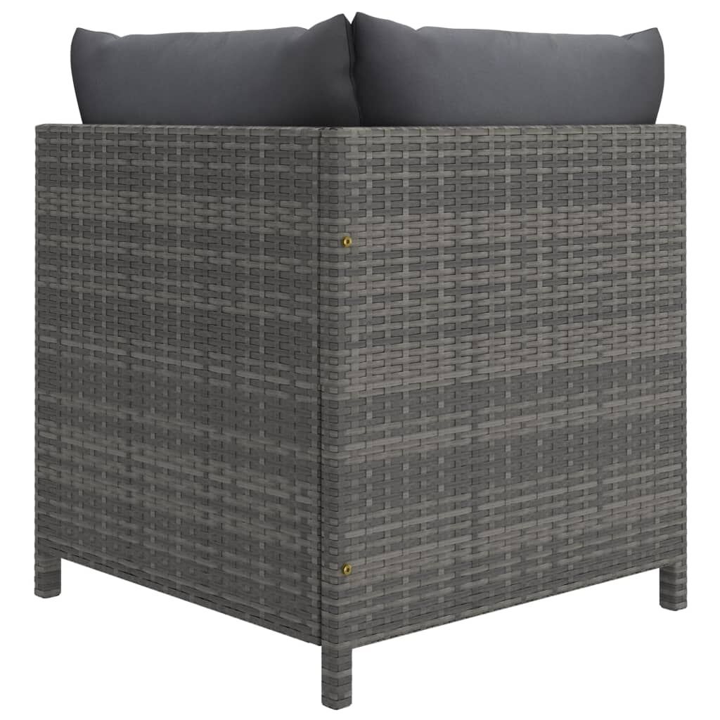 vidaXL Tuinbank 4-zits met kussens poly rattan grijs