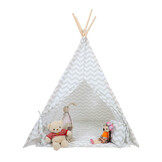 Tipi tent - speeltent met vloermat en kussens – grijs - zigzag