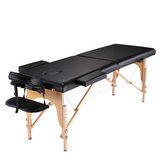 Massagetafel - inklapbaar - 2 secties - 185x70cm - hout - zwart