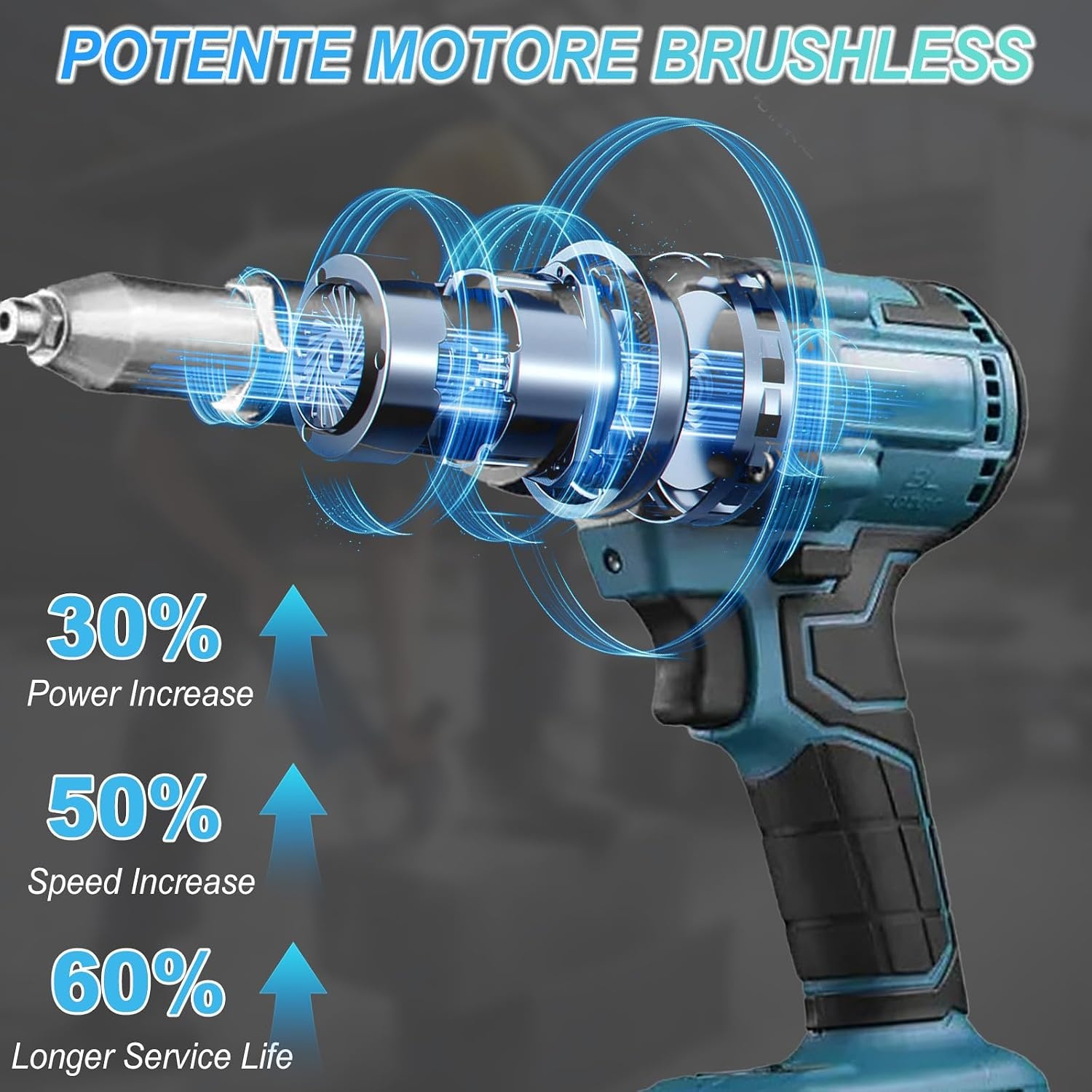 Accu Klinknageltang compatibel met Makita 18V (zonder accu)‌ | Borstelloze Elektrische Popklinknageltang 25.000N Klinknagelpistool voor Blinde Klinknagels van 2,4-4,8 mm