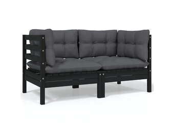 VidaXL Tuinbank 2-zits Grenenhout Zwart - 35% Korting