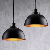 Industriële Hanglampen Retro | Zwart 28 cm | Set van 2 | Matzwart | In hoogte verstelbaar voor Keuken, Woonkamer, Eetkamer