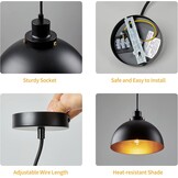 Industriële Hanglampen Retro | Zwart 28 cm | Set van 2 | Matzwart | In hoogte verstelbaar voor Keuken, Woonkamer, Eetkamer