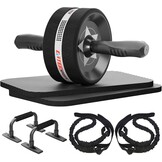 Fitness Set 6-in-1 voor Core Training | Abdominale Trainer, Ab Roller, Weerstandsband, Push-up Bars, Kniekussen | Zwart