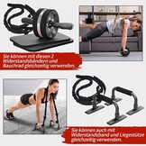 Fitness Set 6-in-1 voor Core Training | Abdominale Trainer, Ab Roller, Weerstandsband, Push-up Bars, Kniekussen | Zwart