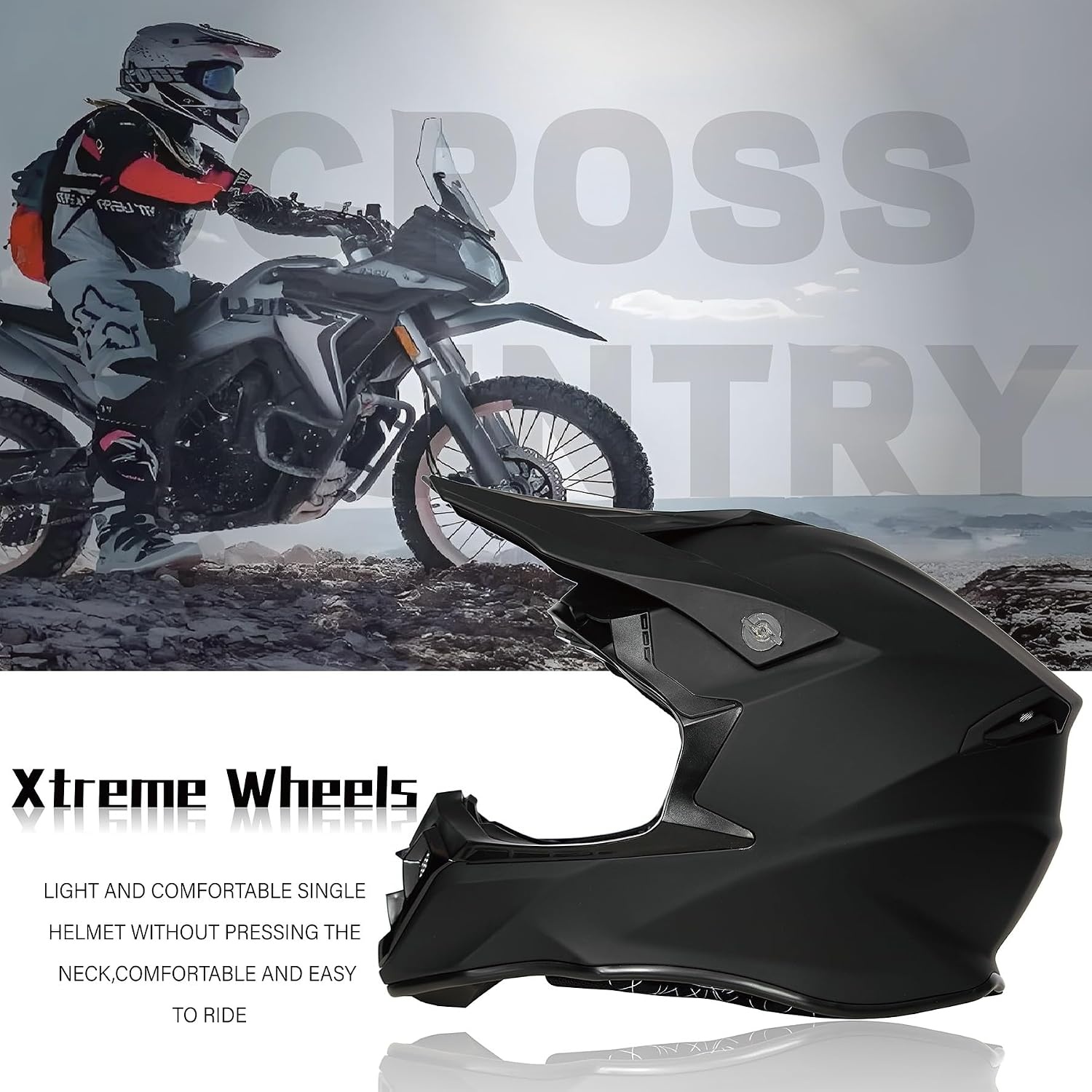 Motorcrosshelm voor heren en dames, ECE22.06 goedgekeurd, jeugdmotorhelmen, fietshelm voor volwassenen, motorcrosshelmen voor integraalhelm voor alle terreinen, vier seizoenen