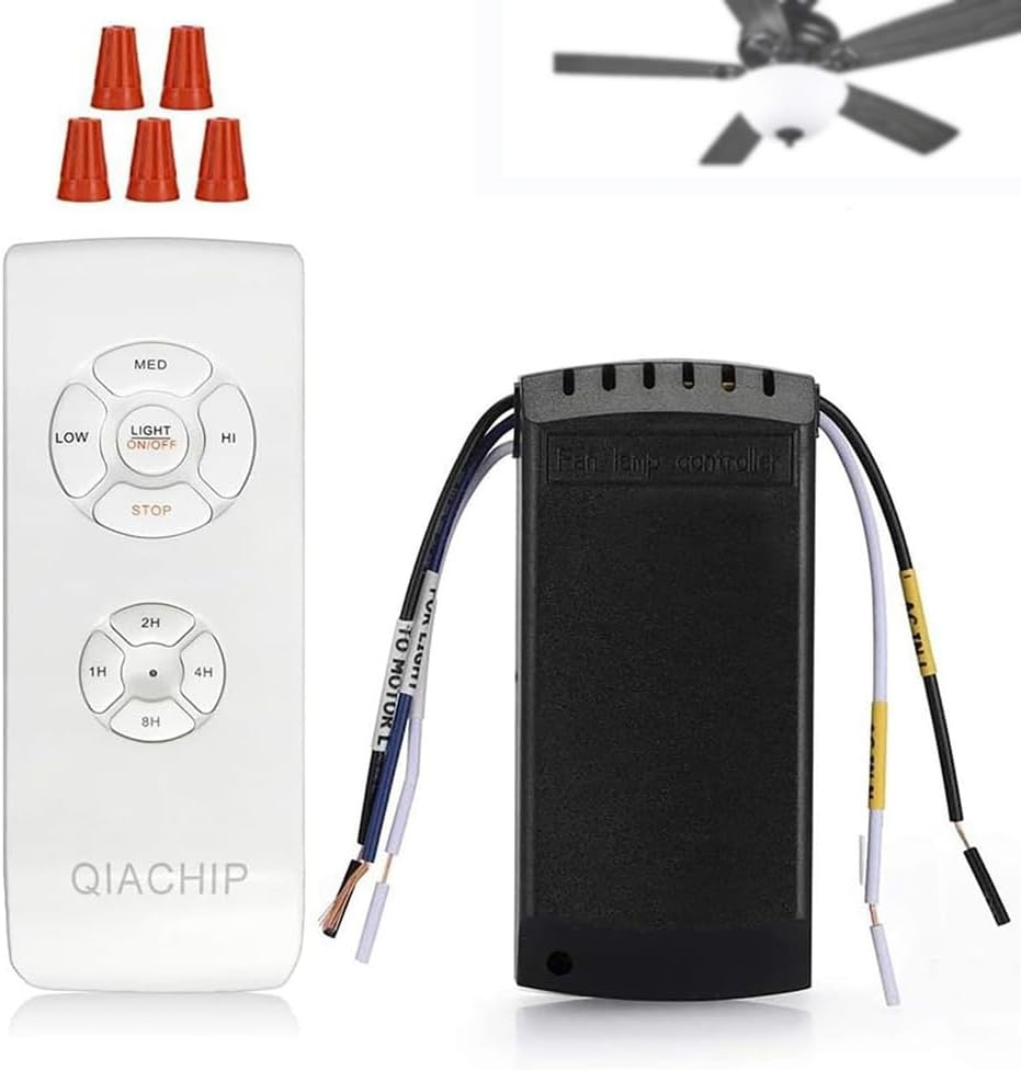 QIACHIP Universal Ceiling Fan Remote Control Kit, Wireless Ceiling Fan Lamp Remote Control Kit and Light Control Switch Timer Control for Space Cooling 220V 230V - Maat 1 Satz