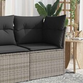 Modulaire Tuinhoekbank met Kussens - Poly Rotan Grijs (60% Korting)
