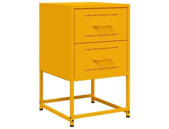 vidaXL Nachtkastje 36x39x60,5 cm staal mosterdgeel